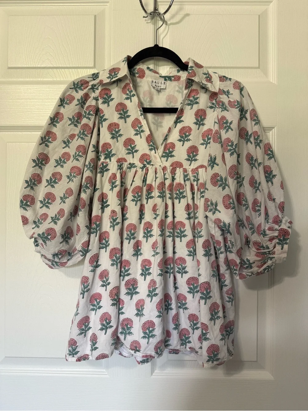 Saule Parc 100% Cotton Garden Floral Peasant Blouse- S - Picture 2 of 6